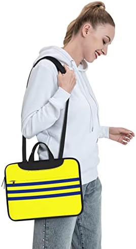 Listras amarelas e azuis Bolsa de laptop de ombro portátil/bolsa de computador com alça superior