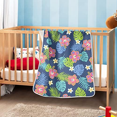 Cobertor de arremesso de algodão de algodão de folha de palmeira colorido para bebês, recebendo cobertor, cobertor leve e macio