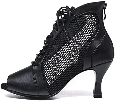 Hroyl Women Open Toe Dance Botas com Lace-up Latin Salsa Ballrooom Performance Practice Dance Shoes, Modelo L542