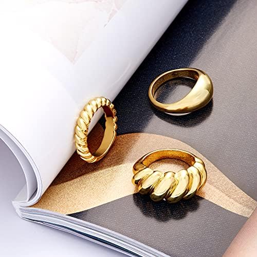 LANE WOODS RING REK REKENS: 14K Gold Croissant Braided Twisted Dome Ring Jewelry For Mull Men Teens Boy Girl Girl