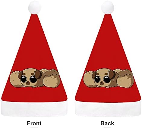 Batata engraçada pug chapéu chapéu de natal chapéus de Natal decorações de árvore de férias decoração de férias para adultos mulheres mulheres homens homens