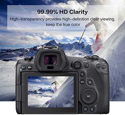 Rieibi Screen Protector para Canon EOS R5 R5C Câmera digital, 0,33mm 9H Duridade Temperada Filme de vidro para Canon Eos R5 R5 C Anti-Scinger Anti-Scratch