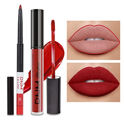 EVPCT 2PCS Batom líquido fosco de berry vermelho rubi e líquido de revestimento labial de maquiagem líquido Lipstick Matte Lip