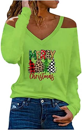 Sweater de Natal feio para mulheres sexy halter tops tops fria ombro de vidro de vidro de vidro de vidro de vidro camisetas novidade