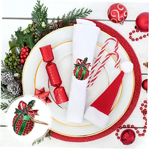 Besportble 6pcs guardanagueira fivela alce decoração Decoração Decoração Papai Noel Gabinete de neve Napinha de fivela de fivela de metal anéis de guardana