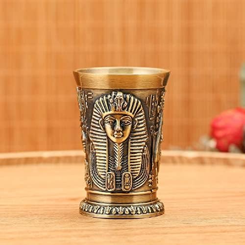 Tunwin Vintage Metal Metal Egípcio Pharaoh Tut Tut Gravando cálice Cocktail Cuplail Cup Water Bar Home Deco