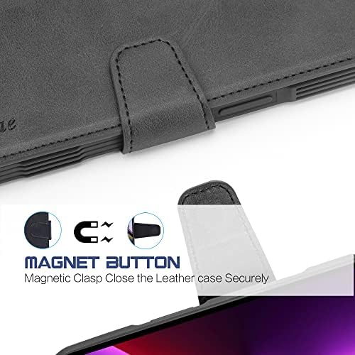 ARAE Compatível com o iPhone 13 Pro Case Wallet, Kickstand [carga sem fio magnética] com suporte para cartão [bloqueio