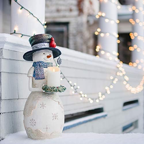 Pavilion Gift Company Pavilion-24 polegadas colecionável boneco de neve colecionável segurando uma grinalda para caber em vela, branco