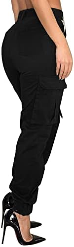 Calça de carga feminina calça cargo calça camuflagem calças de lounge multi -arredores de moletom casual com bolso com bolso