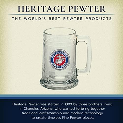 Heritage Pewter Marines Beer Stein Glass - Eagle Globe & Anchor | 15 onças de cerveja de estilo alemão | Metal de metal intricadamente