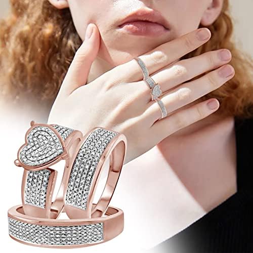 2023 Novas damas brilhantes diamante completo diamante duplo conjunto de diamante anel promessa de anel de zirconia anel de noivado