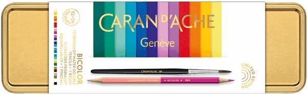 Caran D'AChACH CC0999-022 Caran d'Ache Solúvel em lápis solúvel em água, lazer colorido, prismalo, 24 cores, 1,1 polegadas, pacote de 12