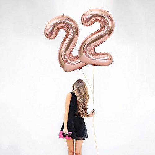 2pcs 40 polegadas Número de balão Balão Número de balão 22 Balão gigante do balão de balão Mylar Balloon enorme número para festa de aniversário de decoração de festas de aniversário, XXXL Rose Gold 22 Number Balloon
