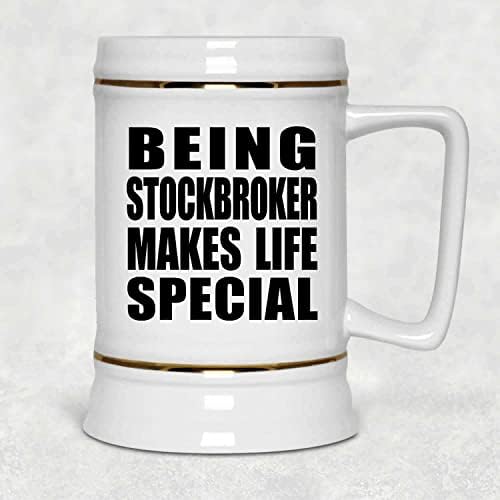 Designsify Ser Stock -Broker torna a Life Special, caneca de 22oz de cerveja de cerâmica de cerâmica com alça para freezer,