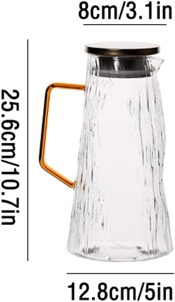 Jarros bebidas arremessadores leves chaleira de arremessador de vidro de vidro de luxo com alça e tunda de grande capacidade com fina e textura para suco leite de leite frio ou quente (colo (cor: