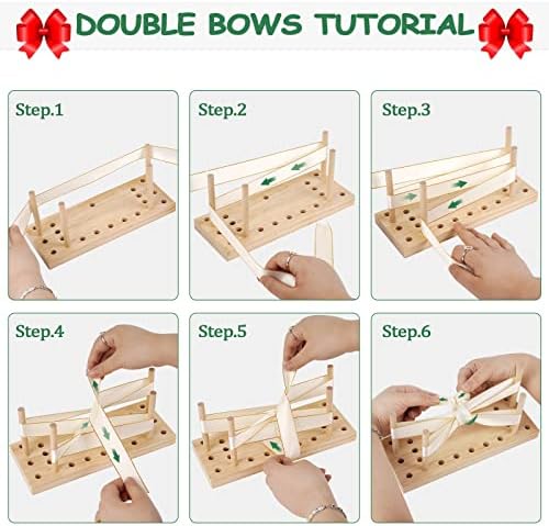 Creproly Bow Maker para grinaldas de fita, 2 em 1 Ferramenta de arco de arco de madeira de dupla face para artesanato decoração diy