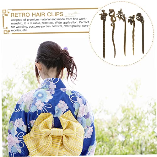 Lalafina 15 PCs chineses abastecem os garfos longos de hairpin estilo antigo metal espada de metal menina menina de bronze retrô pinos de casamento japonês pinos de acessórios de chignon