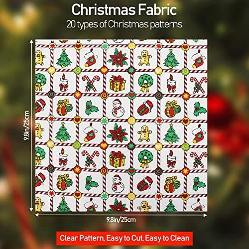 Facos de tecido de Natal, 20 PCs Pattern Diferente de tecido de quilting de Natal, quadrados de tecido com boneco de neve