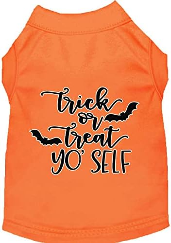 Truque ou tratar sua camisa de cachorro imprimida de tela própria xs laranja xs
