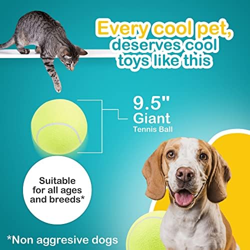 Bolas de tênis gigantes do Dipperdap para cães e gatos | Bola rolante | Brinquedo grande -bola 9,5
