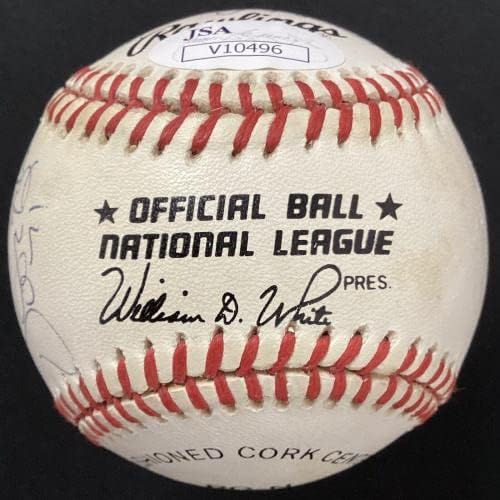 Ernie Banks assinou beisebol wdw nl mvps dick allen vida boog +3 auto hof jsa - bolas de beisebol autografadas