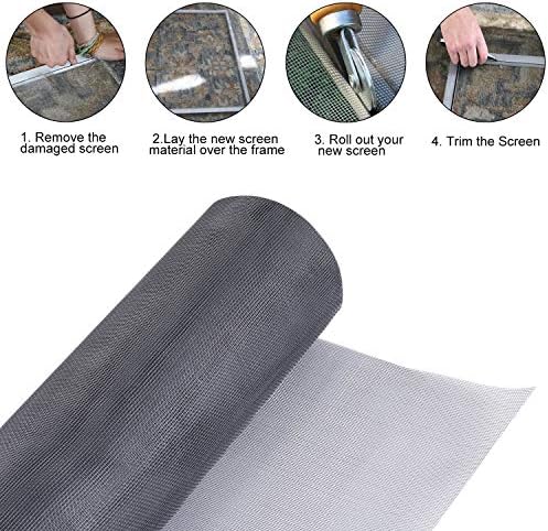 Rolo de tela de fibra de vidro 36 x 100 'Um rolo contínuo de proteção UV Instale e a tela de porta e janela de reparo