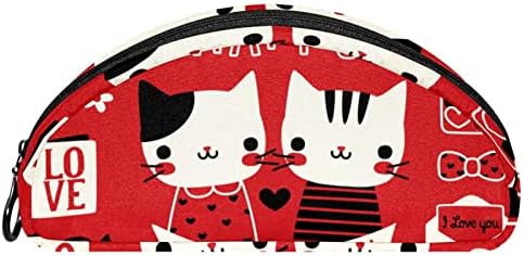 Bolsa de maquiagem tbouobt bolsa de bolsa cosmética bolsa bolsa com zíper, casal de gato de desenho animado de namorados