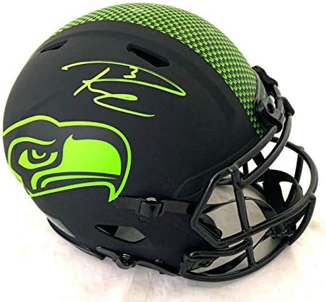 Russell Wilson assinou o Seattle Seahawks FS Eclipse Speed ​​Helmet Authentic - Green - Capacetes NFL autografados