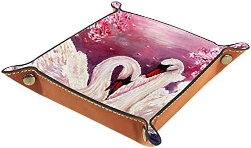 Pintura a óleo Swan Flores rosa Viagem Bandeja de manobra de cabeceira de cabeceira de cabeceira de cabeceira Jóia de joalheria
