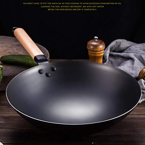 Zyzmh Iron wok tradicional handmade Iron wok antiadere