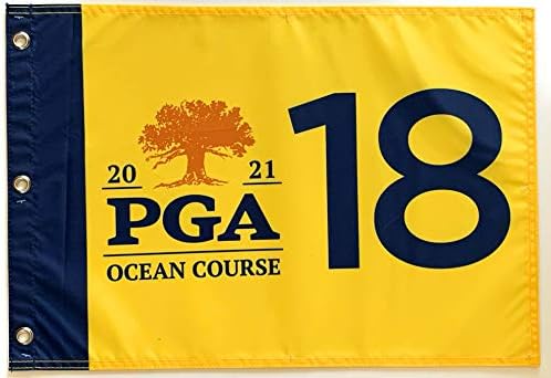2021 PGA Championahip Flag Kiawah Island Golf Ocean Course Amarelo Silkscreen Pin Bandando