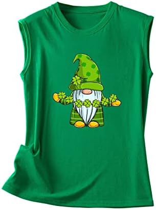 Tampas de tanques para feminino Tshirt do dia de São Patrício Funny Shamrock Gnome Print Vest Summer Summer Trendy Sleeless Tee