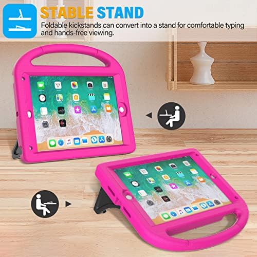 Caso de Kids Suplik para iPad 5th/6th Generation, iPad Air 2/1 & Pro 9.7 Case com protetor de tela, cobertura protetora durável com suporte para Apple iPad 5/6 gen, rosa