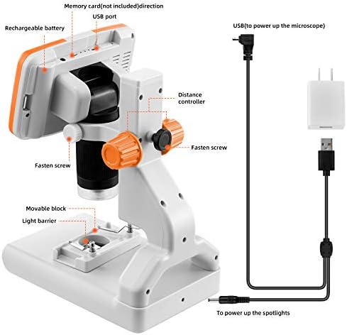 Microscópio Digital Microscópio STPCTOU Microscópios USB Microscópios de 5 polegadas FHD 1080p Screen 200x Registro de vídeo da câmera