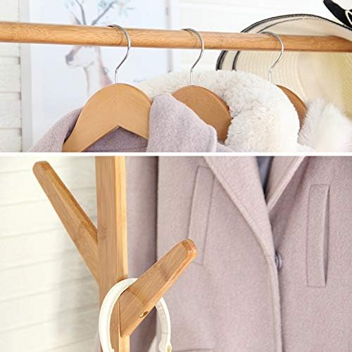 Rack de roupas de bambu topil, barraca de casaco multiuso com prateleira superior e prateleiras de armazenamento de