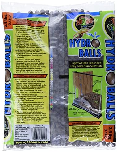 Zoo Med Hydroballs Substrato de argila expandida de argila expandida, 2,5 libras