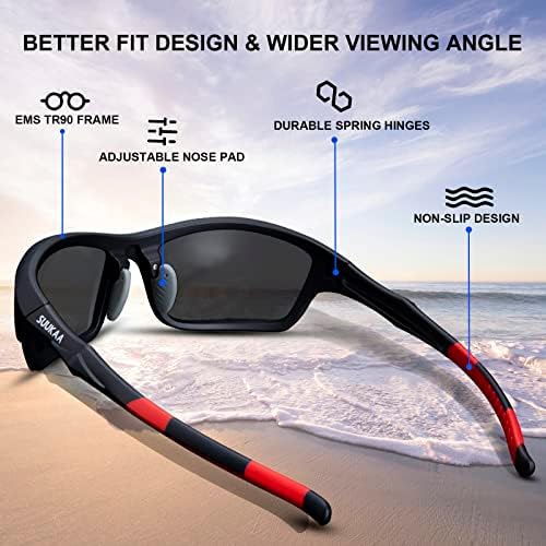 Vanskee Polarized Sport Sunglasses para homens Mulheres de bicicleta de bicicleta 1 ou 5 lentes Óculos de sol jovens de beisebol para corrida de pesca