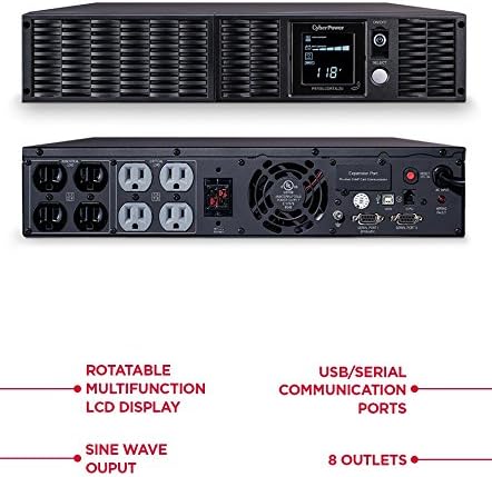 CyberPower PR750LCDRTXL2U Smart App Sinewave UPS System, 750VA/675W, 8 pontos de venda, AVR, 2U rack/torre, preto