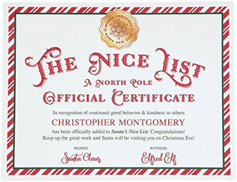 Certificado personalizado de listagem do Papai Noel