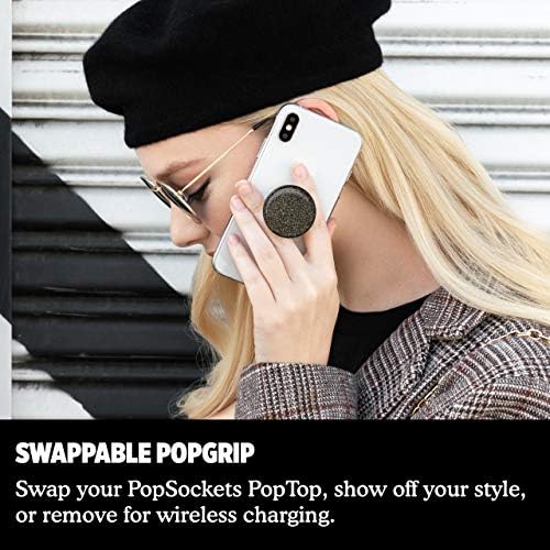 Popsockets: PopGrip com top swappable para telefones e tablets - Glitter Black