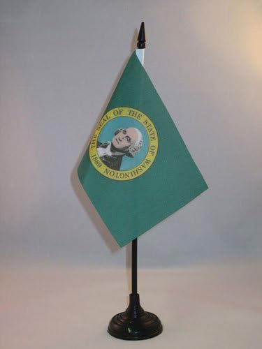 Bandeira da AZ Washington Bandeira 4 '' x 6 '' - Estado dos EUA da bandeira da mesa de Washington 15 x 10 cm - Beck de plástico preto