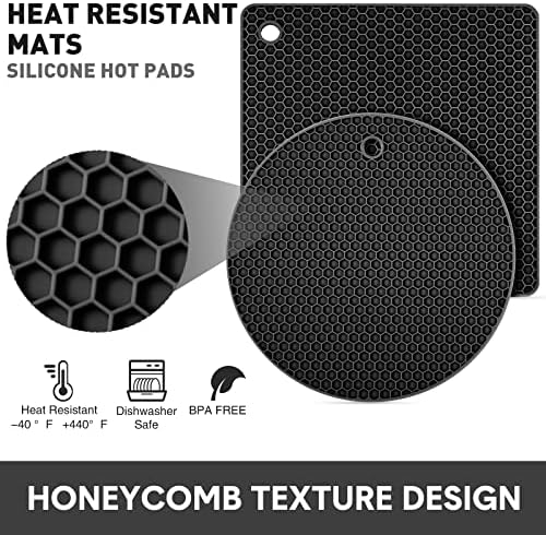 12 Pacote de silicone tivis tapetes de calor portadores de panela resistentes ao calor Poods quentes não deslizantes com luvas de forno de silicone para pau-pó de cozinha Counter Hot Pan Pan Jar Placemats Placemats