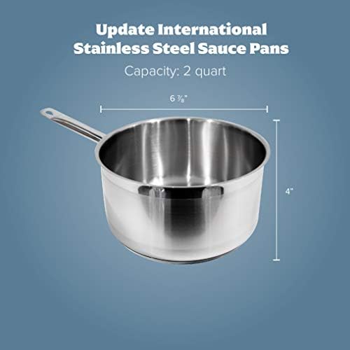 Atualize a panela de molho de aço inoxidável internacional SSP-2 com cobertura, 2 quartos, prata