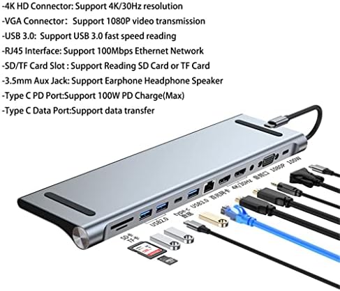 Yasez USB Hub 3 0 Tipo C 4K Compatível TV Monitor Video Video Converter RJ45 Ethernet SD TF Card Reader PC