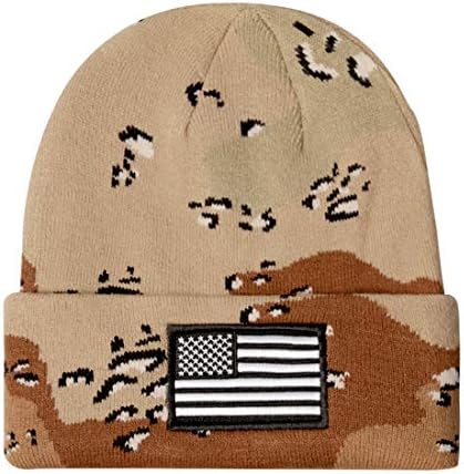 Mirmaru Men's American Flag American Bordado bordado Capinho de punho dobrado Capinho de gorro - confortável que quente e aconchegante chapéu de inverno