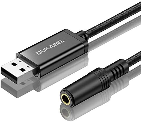 Dukabel USB a 3,5mm Adaptador de áudio Jack, 45 polegadas TRRS USB-A para fone de ouvido ADAPTOR ADAPTOR INCLUÍDO CHIP ESTENO EXTERNO CARTA DE SOM