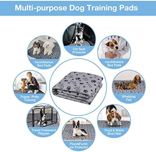 Ladadee Lavagable Dog Pee Pads, 2 Pacote de treinamento de treinamento de cães reutilizáveis ​​à prova d'água com 8 colhedores não deslizantes, tat de banheira de cães super absorventes, petiscos de cães, peito de cachorro, Crate-48 x65