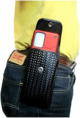 Turtleback Basketweave de couro da polícia bolsa do coldre de celular para iPhone 13 12 Pro Max, 11 Pro Max, Pesado, Holdador de