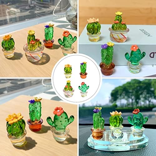 Favomoto resina cactus cacti figuras decoração: resina artes de cristal cactus figuras colecionáveis ​​mesa de mesa de mesa de