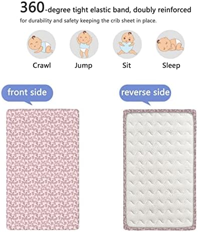 Mini-berço com tema romântico, lençóis de berço, lençóis de berço portáteis folhas de colchão de criança macia para meninas meninas, 24 x38, berinjela e rosa